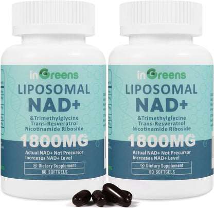 NAD+ Supplement(1800mg of  NAD+ Per Serving, 30 Day Supply) | Boost NAD+, Aging Defense，Cellular Energy and DNA Repair | 60 Softgels